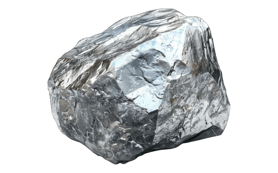 Glimmering steel nugget .Isolated png