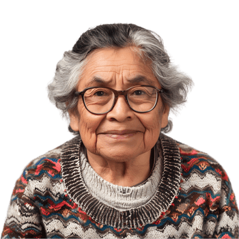 An older woman wearing glasses and a sweater png