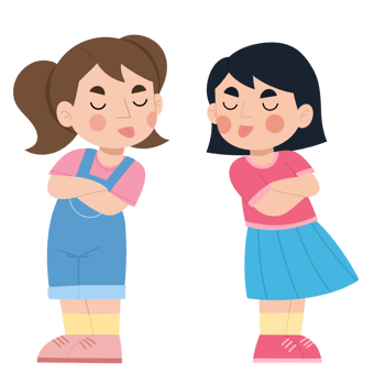 Illustration of a girl teasing another girl png