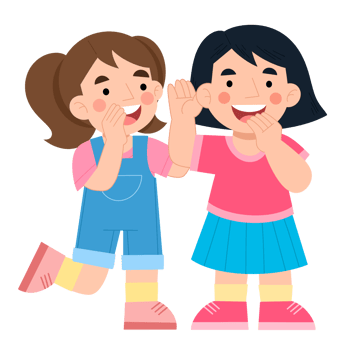 Illustration of girls whispering secrets png