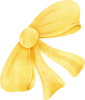 Yellow bow watercolor with a large, round center. png