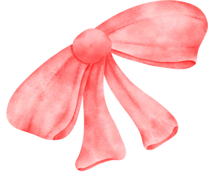 Pink bow watercolor with a large, round center. png