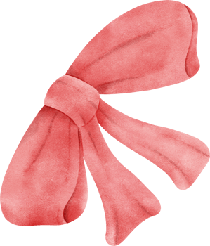 Red watercolor bow with a large, round center. png