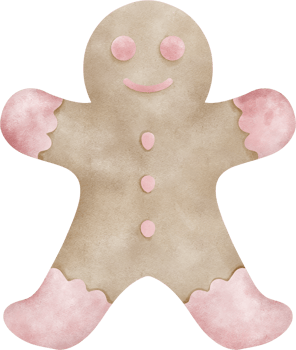 Christmas gingerman cookies element watercolor. Decor for New Year Christmas and holiday. Hand drawn cartoon illustration on isolated background. png
