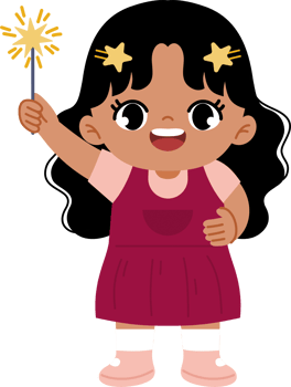 cute black haired girl holding sparkler png