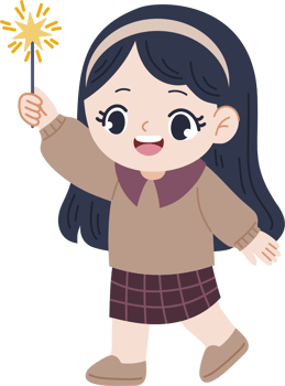 long haired girl holding sparkler png