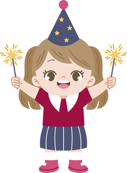 girl having party with hat and sparklers png