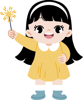 girl in yellow dress holding sparkler png