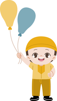 muslim boy happy holding ballons png