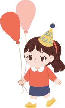 girl celebrating new year holding balloons png