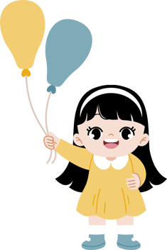 girl in yellow dress holding balloons png