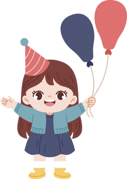 girl celebrating party holding balloons png