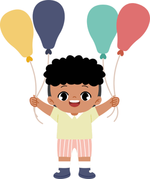 boy holding colorful balloons png