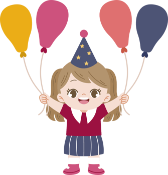 cute girl holding balloons on birthday party png