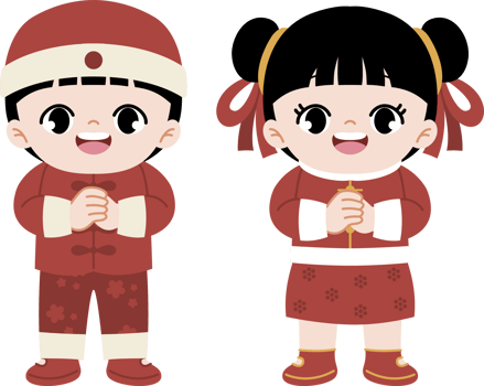 Kids celebrating chinese new year png