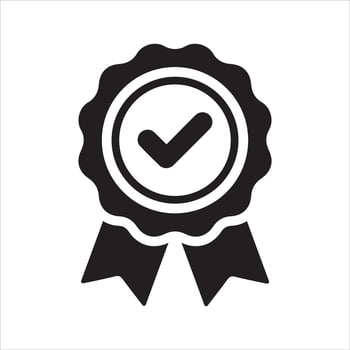 Approval check icon. Achievement badge icon vector