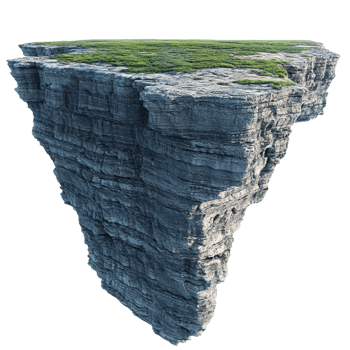 A large rock with grass on top of it png