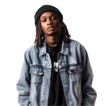 A man wearing a denim jacket and hat png
