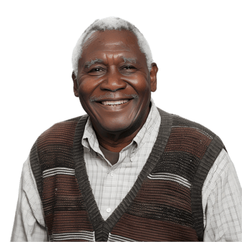 A smiling black man wearing a sweater vest png