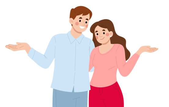 Illustration of a happy young couple hugging each other png