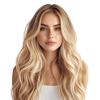 A beautiful blonde woman with long wavy hair png