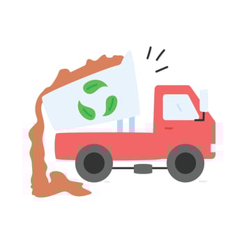 Truck carrying eco friendly goods, promoting green transportation vector