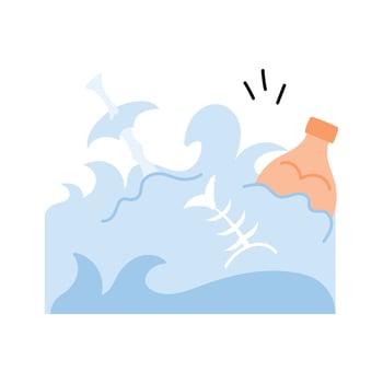 Ocean with trash representing marine pollution issues vector