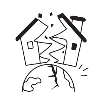 Damaged house due to natural disaster effects on Earth vector