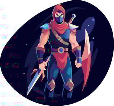 A flat illustration of brave swordsman vector