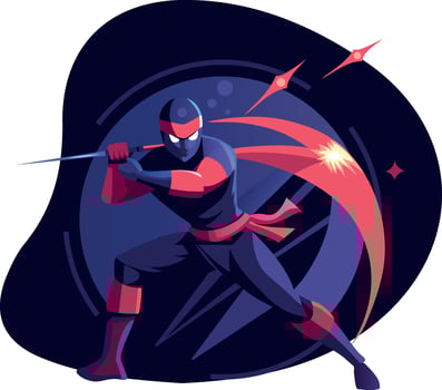 A flat illustration of brave swordsman vector
