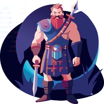 A flat illustration of brave swordsman vector