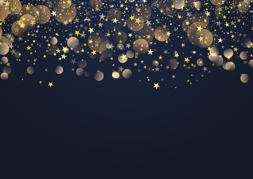 Christmas background with bokeh lights and stars design vector