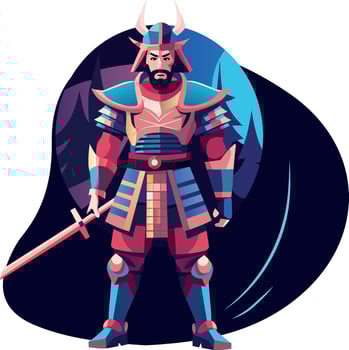 A flat illustration of brave swordsman vector