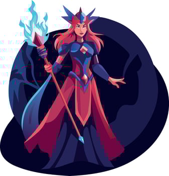 Flat character illustration of a sorceress vector