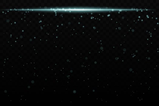 Blue sparkling light effect with subtle glowing particles on a dark background, ideal for sci-fi, cosmic, or night sky themes. The horizontal beam adds a dynamic futuristic feel. vector