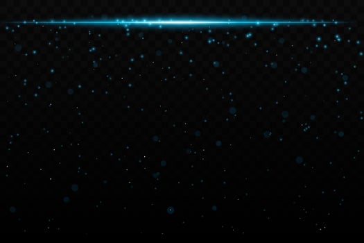 Blue sparkling light effect with subtle glowing particles on a dark background, ideal for sci-fi, cosmic, or night sky themes. The horizontal beam adds a dynamic futuristic feel. vector