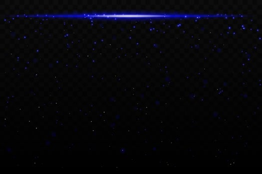 Blue sparkling light effect with subtle glowing particles on a dark background, ideal for sci-fi, cosmic, or night sky themes. The horizontal beam adds a dynamic futuristic feel. vector