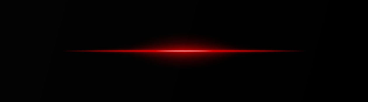 Intense red horizontal light beam on a black background, Neon rays, Flash of glare and explosion, laser beam. ideal for sci-fi, digital effects, or cinematic designs. Energy dynamic wallpaper vector
