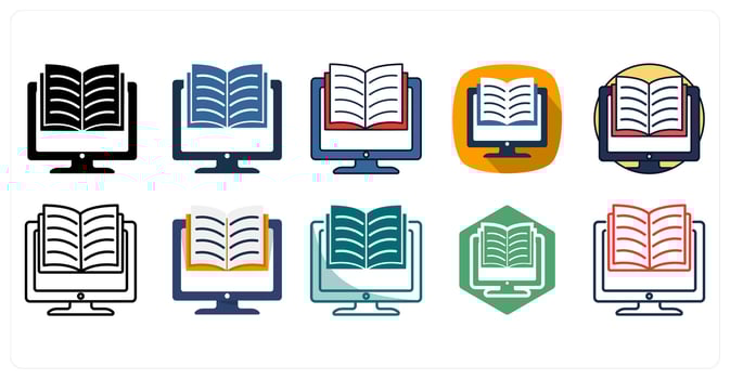 A set of 10 E-learning icons as Online, Education, Digital vector
