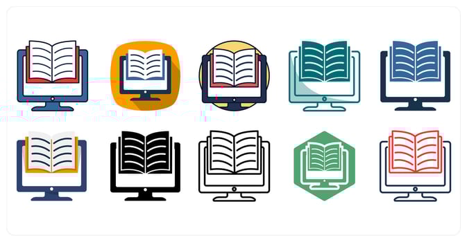 A set of 10 E-learning icons as Online, Education, Digital vector