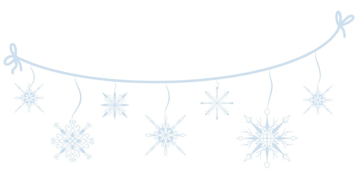 Blue christmas Girlande with snowflakes illustration vector