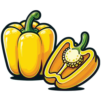 Yellow Bell Pepper Illustration for Food Designs vector