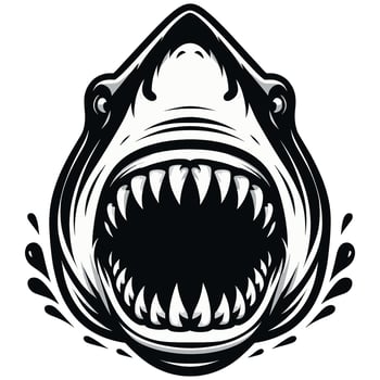 Fierce Shark Face Illustration with Open Jaw - Perfect for Marine and Adventure Themes vector