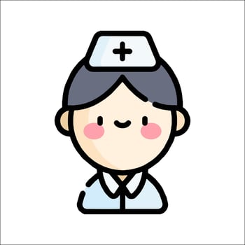 A cartoon nurse with a cross on her head vector