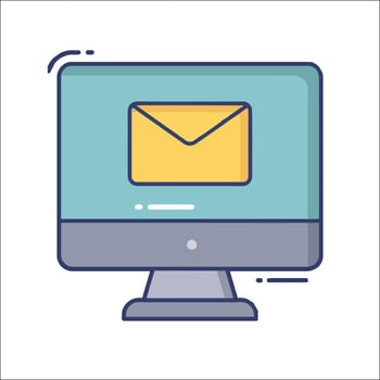 Email icon on computer monitor vector