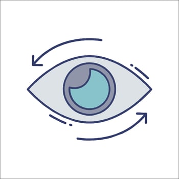 An eye icon with arrows pointing to it vector