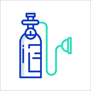 An oxygen bottle with a hose connected to it vector