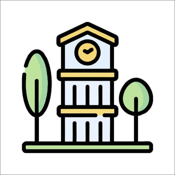 School building icon illustration vector
