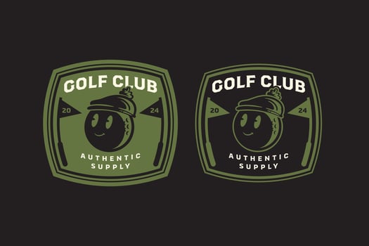 golf ball cartoon with hat and flag pole retro badge logo design set for golfer, golf club, professional team, sport and tournament. funny golf ball with cap and flag stick vintage emblem logo vector