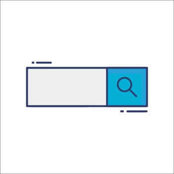 A blue magnifying glass icon on a white background vector